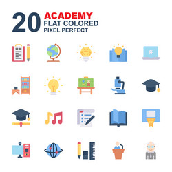icon set academy flat color icons you can use vector image