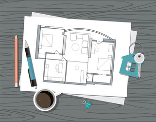 Project architect house plan and key vector