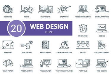 web design outline icons set creative vector image