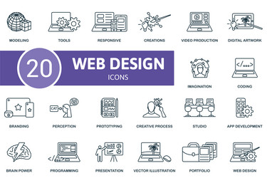 Web design outline icons set creative vector