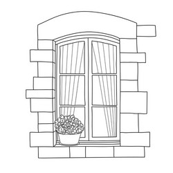 window with potflofer vector image