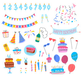 Colorful Birthday Party Set Vector Image