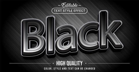 Editable text style effect - black vector