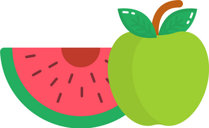 Fruit watermelon and apple icon in a flat style vector