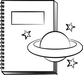 notebook and planet back vector