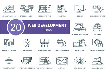 web development outline icons set creative vector image