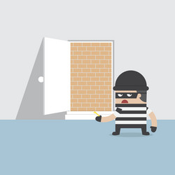 A thief cannot get through the safety door vector