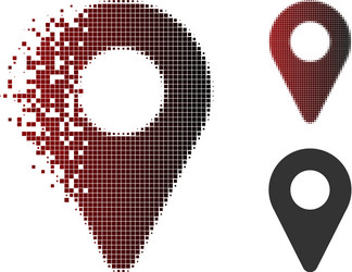 broken pixelated halftone map marker icon vector image