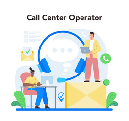 Call center or technical support concept idea vector