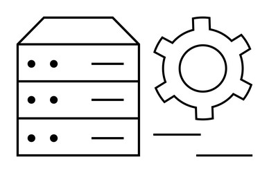 data server stack and gear symbol representing vector image