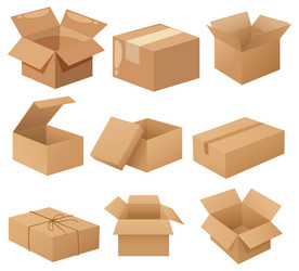 different cardboard boxes in various open vector image