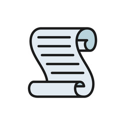 document scroll flat color icon isolated on white vector image