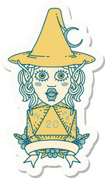 elf mage character with natural twenty dice roll vector image