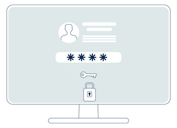 login page on computer screen protected vector image