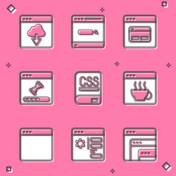 set cloud technology data transfer search engine vector image