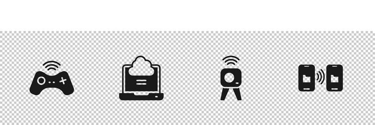 set wireless gamepad network cloud connection web vector image