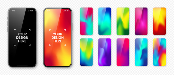 smartphone with blank touch screen and abstract vector image