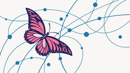 artistic butterfly on abstract connected lines vector image