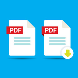 Flat pdf file icon and download vector