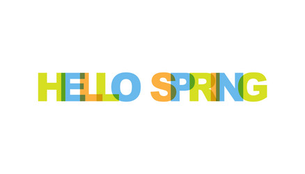 Hello spring phrase overlap color no transparency vector