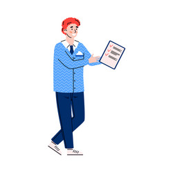 man with clipboard marking done tasks flat vector image