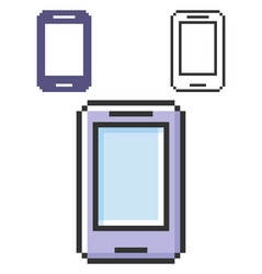 Pixel icon smartphone in three variants fully vector