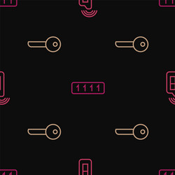 set line car key with remote and password vector image
