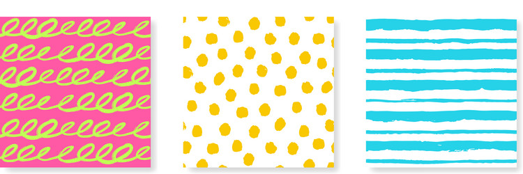 set of three seamless patterns in bright vector image