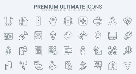 smart devices thin line icons set electrical vector image