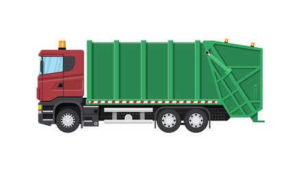 Truck for assembling and transportation garbage vector