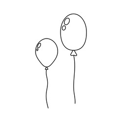 two simple balloons on string in a minimalistic vector image