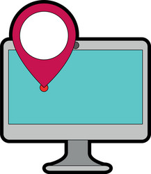 computer with pointer location isolated icon vector image