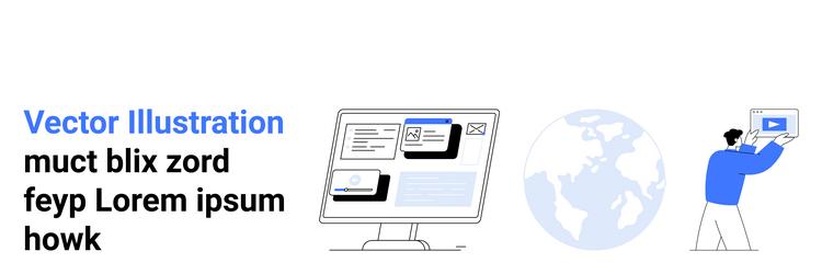 digital interface display and user interaction vector image