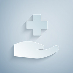Paper Cut Cross Medical Icon vector image