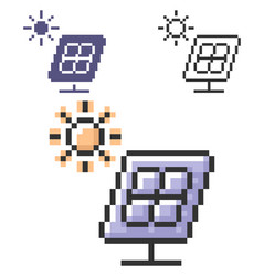 pixel icon solar battery in three variants vector image
