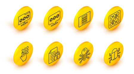 set line system bug smart key document and lock vector image