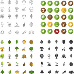 tree types icons set vector image