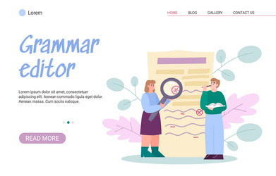 web banner with grammar editor teacher vector image