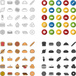 Cake dessert bakery icon set in thin line style Vector Image