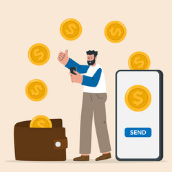 concept of money transfer with wallet vector image