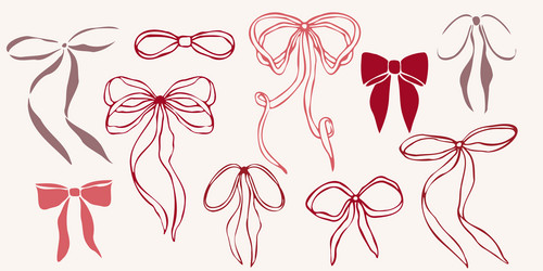 hand drawn bows set with various shapes vector image