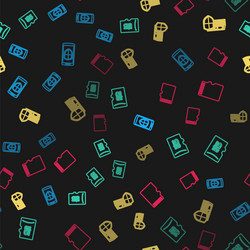 set line smartphone with shield micro sd memory vector image