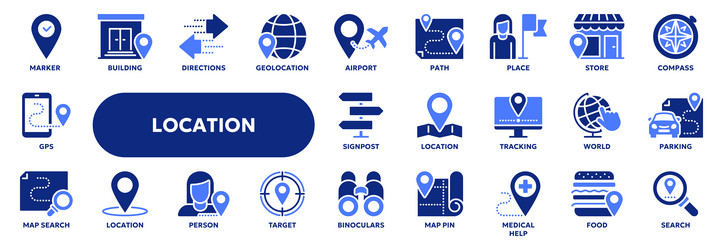 set of line icons related to navigation vector image