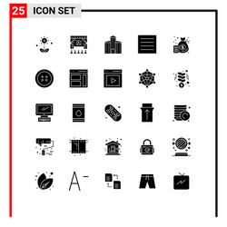 25 universal solid glyphs set for web and mobile vector image