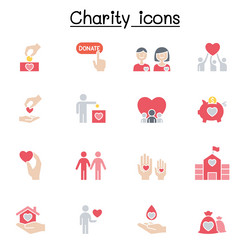 charity and donation set in flat color style Vector Image