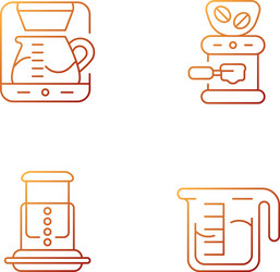 Coffee shop machine gradient linear icons set vector