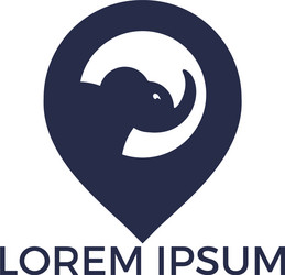 elephant and map pointer logo design vector image