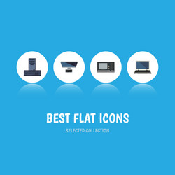 flat icon computer set of vintage hardware vector image