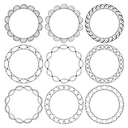 hand drawn round frames design elements vector image