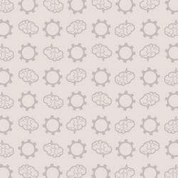 pattern of brains and gears on a gray background vector